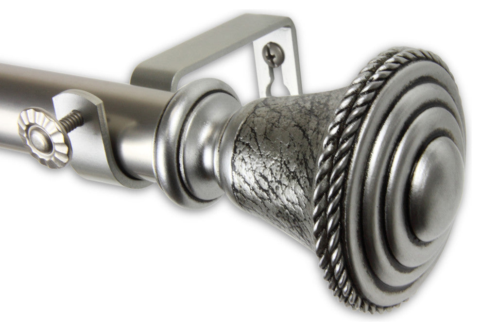 Urn 1" Curtain Rod, Satin Nickel, 120"-170"