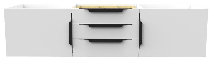 CastelloUSA Alpine 60" Wall Mounted Vanity, Base Only, White, Black Handles
