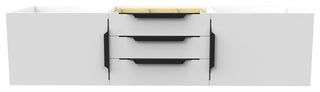 CastelloUSA Alpine 60" Wall Mounted Vanity, Base Only, White, Black Handles