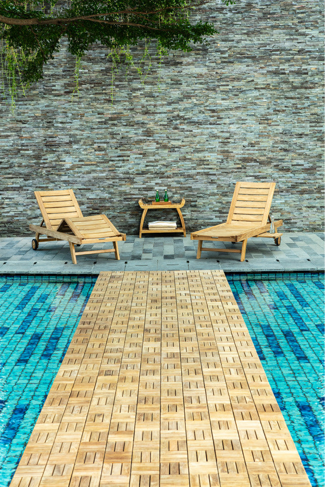 Nordic Teak Interlocking Natural Backyard, Patio, Balcony Outdoor Tiles, 10sq ft
