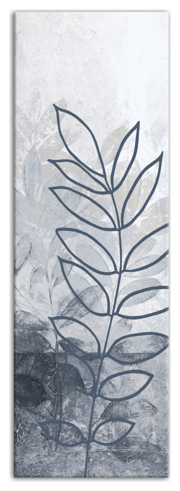 Ferns In Blue 12 x 36 Canvas Wall Art