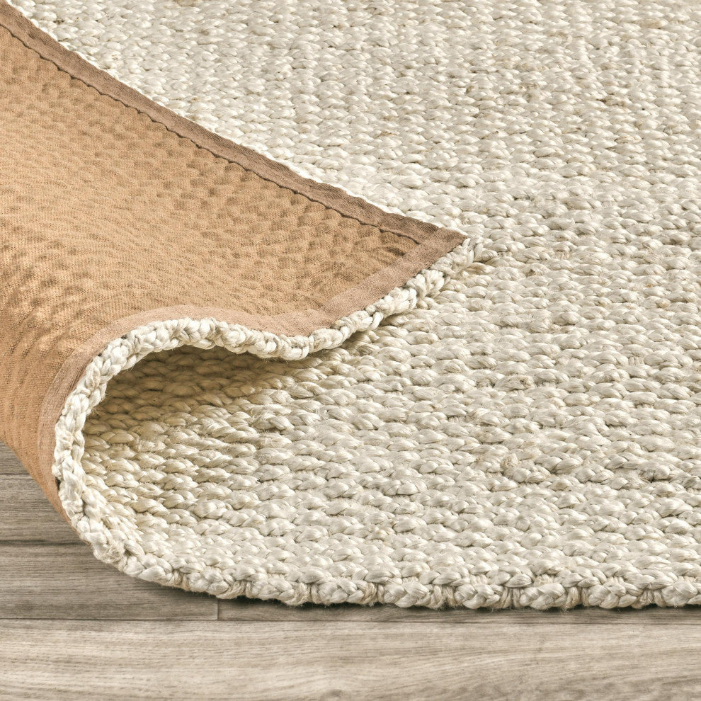 Santa Cruz Jute Handwoven Accent Rug, Ivory, 5x8
