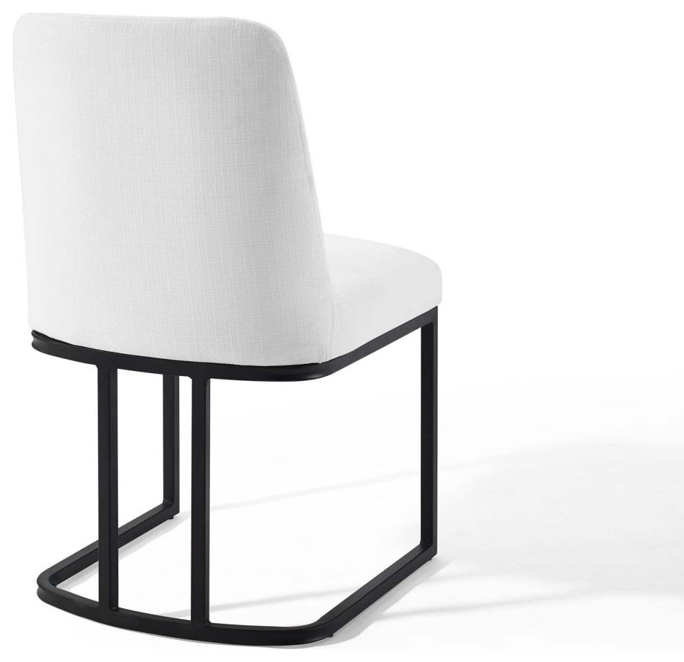 Amplify Sled Base Upholstered Fabric Dining Side Chair - Black White
