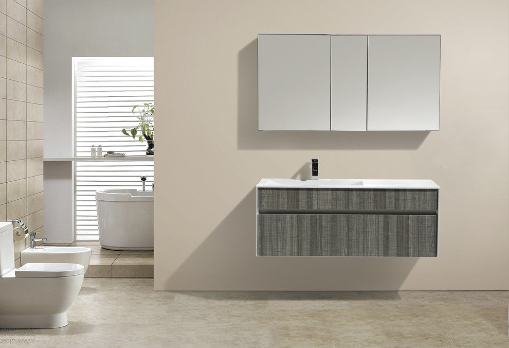 Eviva Ashy 48" Modern Bathroom Vanity Gloss Ash Gray Integrated Single Sink
