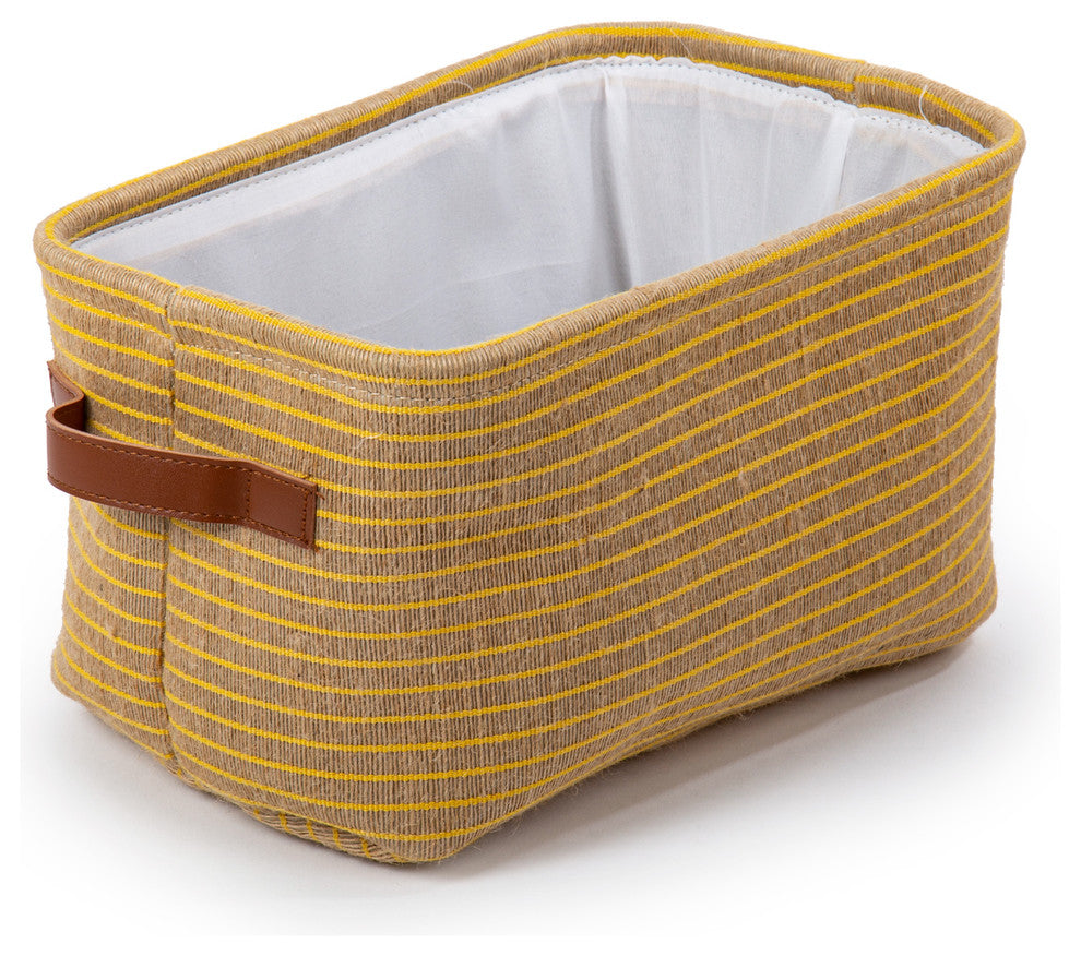 Striped Organizational Storage Basket, 3-Piece Set, Yellow