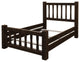 Rustic Barn Wood Style Timber Peg Mission Bed, Dusk, Twin