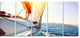 Sailboat Sailing in the Blue Sea, Seashore Canvas Wall Art, 60"x28", 5 Panels