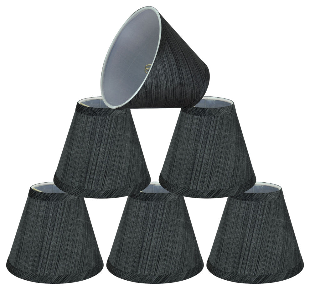 32105-6 Small Hardback Empire Chandelier Clip On Lamp Shade Gray&Black 3"x6"x5"