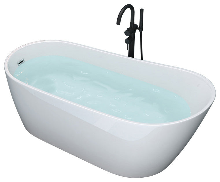 JimsMaison Acrylic Single Slipper Freestanding Soaking Bathtub, 67x31