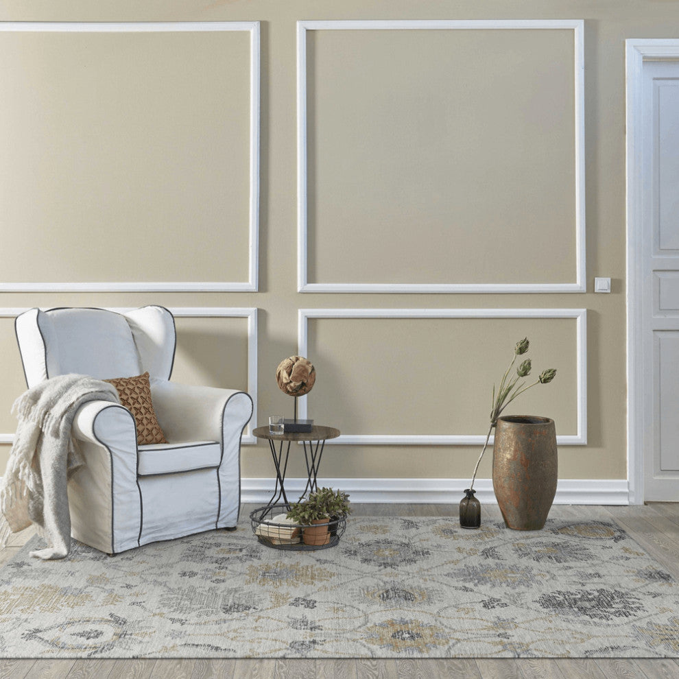 96 X 132 Ivory  Wool Rug