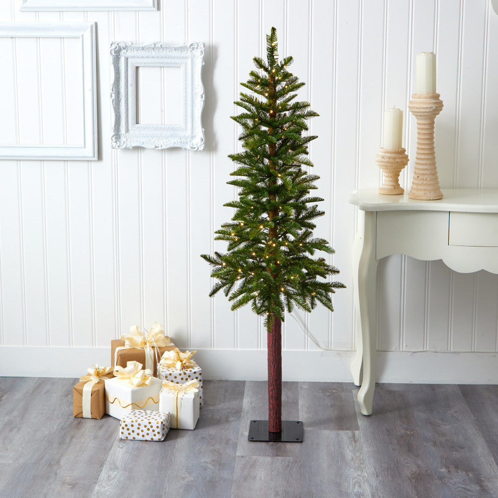 5' Alaskan Alpine Faux Xmas Tree W/ Multifunction Lights & Bendable Branches