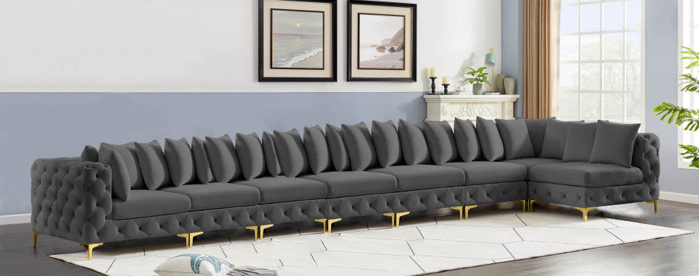 Tremblay Modular Sectional, Grey, L-Shaped, 8-Piece: Armless (6), Corner (2)