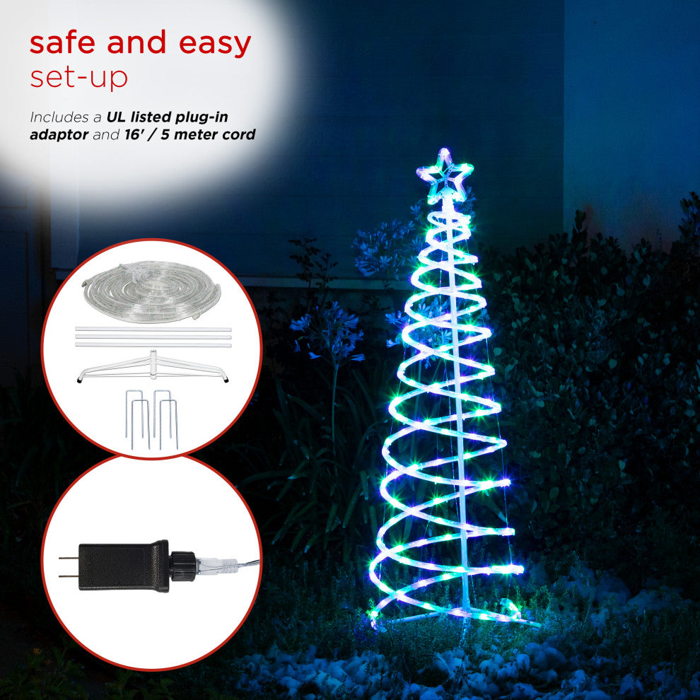 Spiral 5 Foot Christmas Tree with Multicolor LED Lights