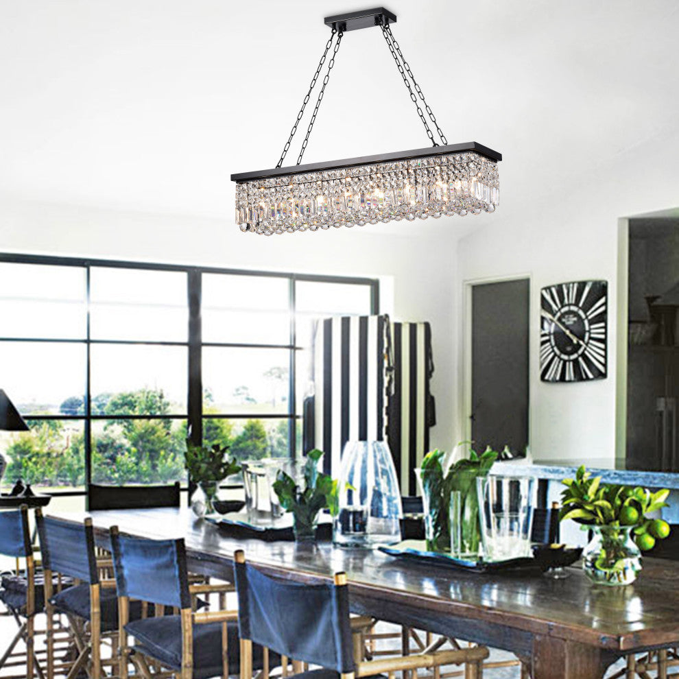Laertes 8-Light Black Crystal Chandelier