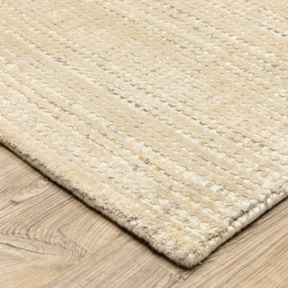 Cayden Textural Stripe Wool Blend Beige/ Ivory Hand-tufted Rug 8' x 10'
