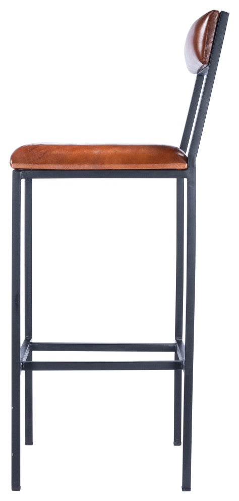 Butler Lazarus Leather and Metal Bar Stool
