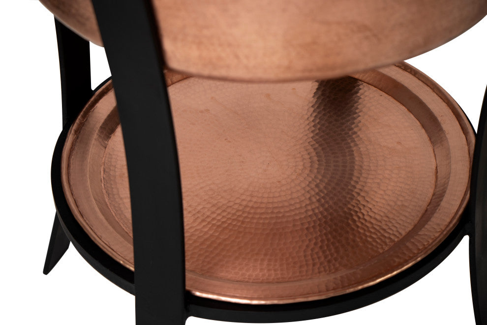 24" Round Bucket Hammered Copper Cooler, 16 Gauge