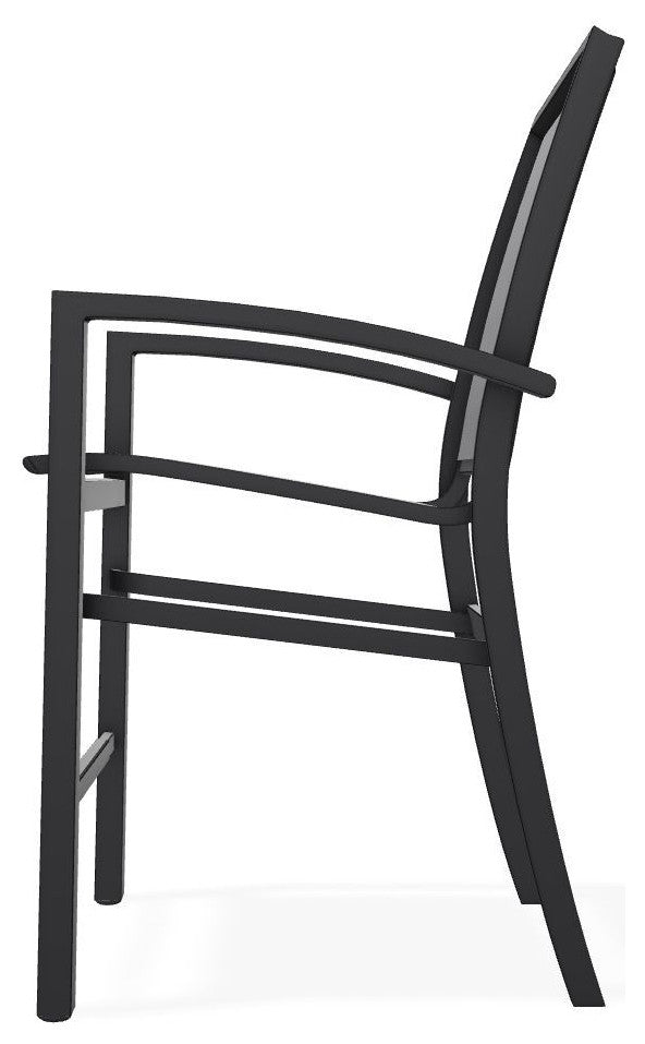 Kendall Sling Balcony Height Stackable Outdoor Stool, Augustine Pewter/Black