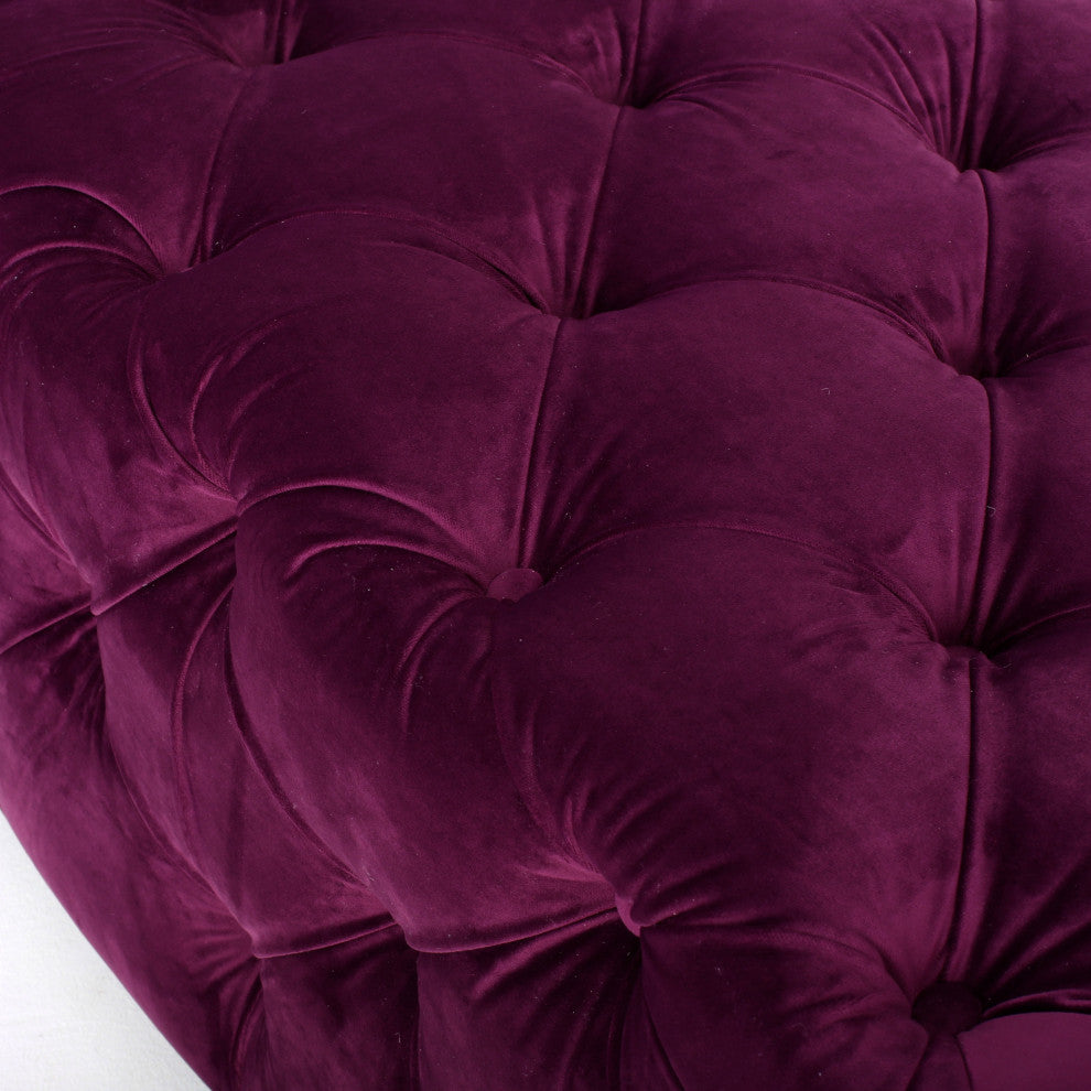 GDF Studio Provence TModern Glam Tufted Velvet Ottoman Bench, Purple