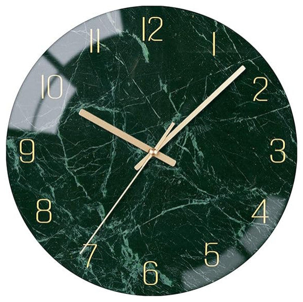 Glass Wall Clock Silent Non Ticking Wall Clock- 12" Quality Quartz Battery