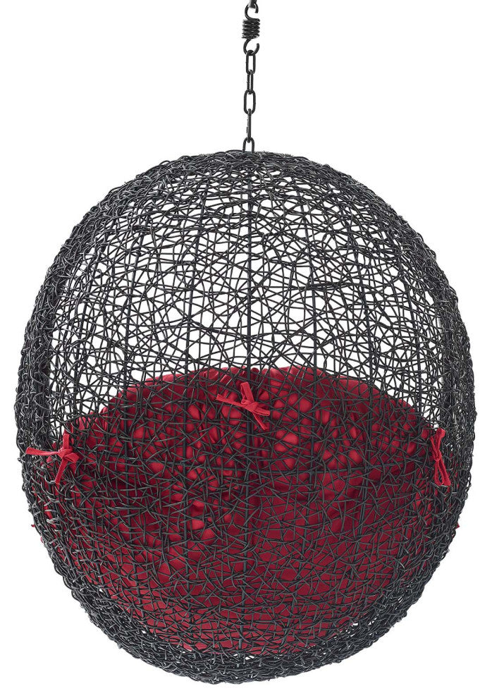 Swing Lounge Chair, Black Red, Modern, Outdoor Patio Balcony Cafe Bistro Garden