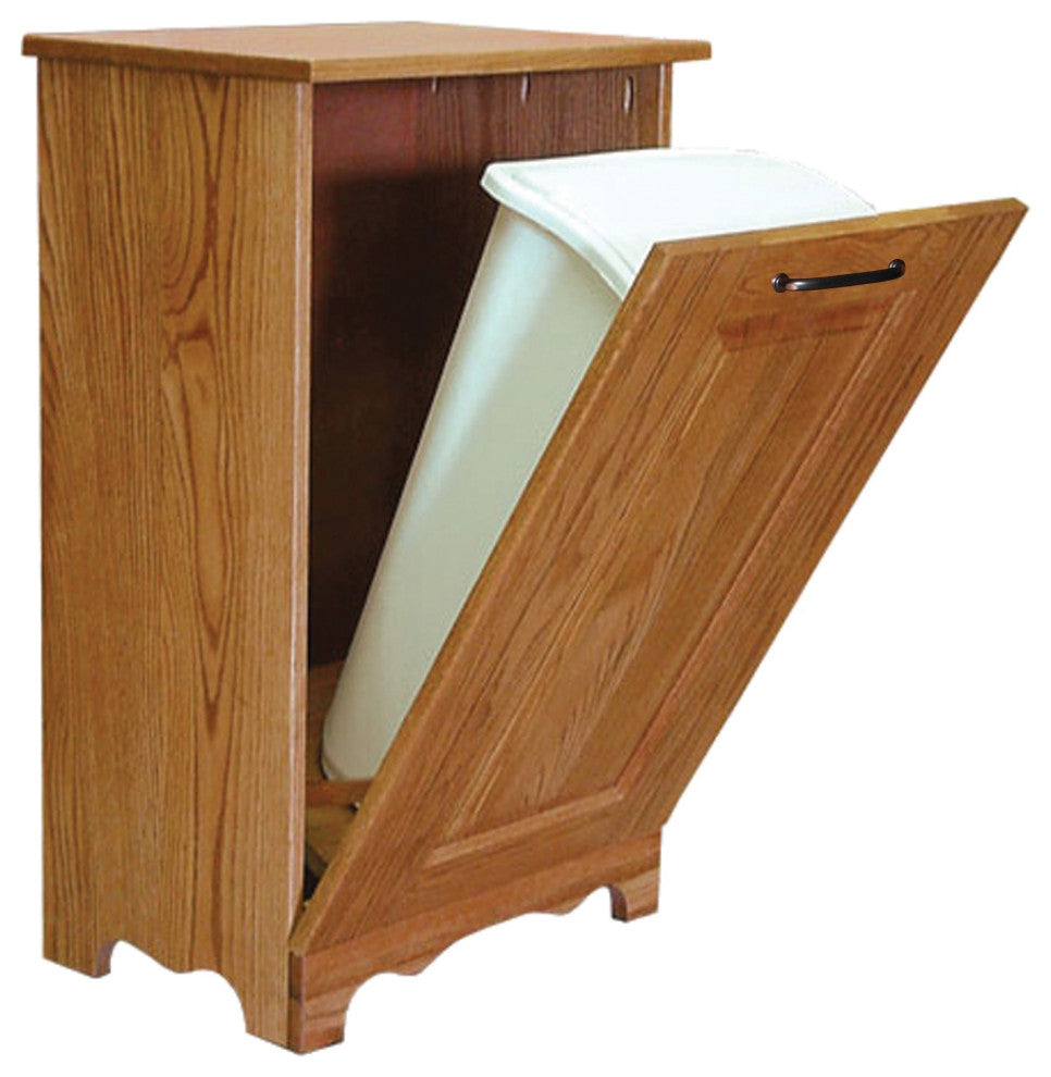 Amish Made Oak 13 Gallon Tilt-Out Trash Can, Seely Stain