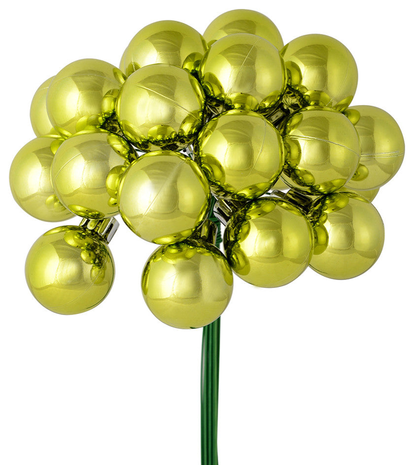 Shiny Ball Ornament Christmas Pick , Lime, 6"