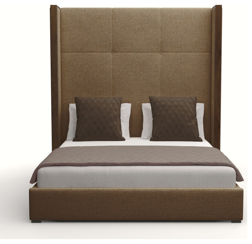 Nativa Interiors Irenne Simple Tufted Bed, Brown, Queen, High 87"