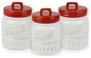 DII Red Ceramic Jar Canister (Set of 3)