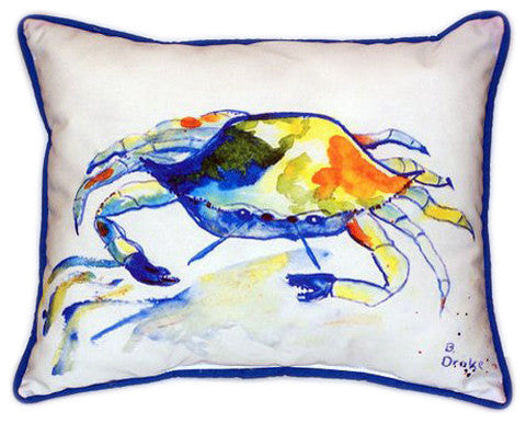 Pair of Betsy Drake Yellow Crab Large Indoor/Outdoor Pillows 16x20