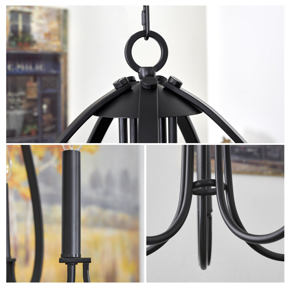 Kira Home Yarbrough 27" Farmhouse Pendant Chandelier, Delicate Curved Pendant