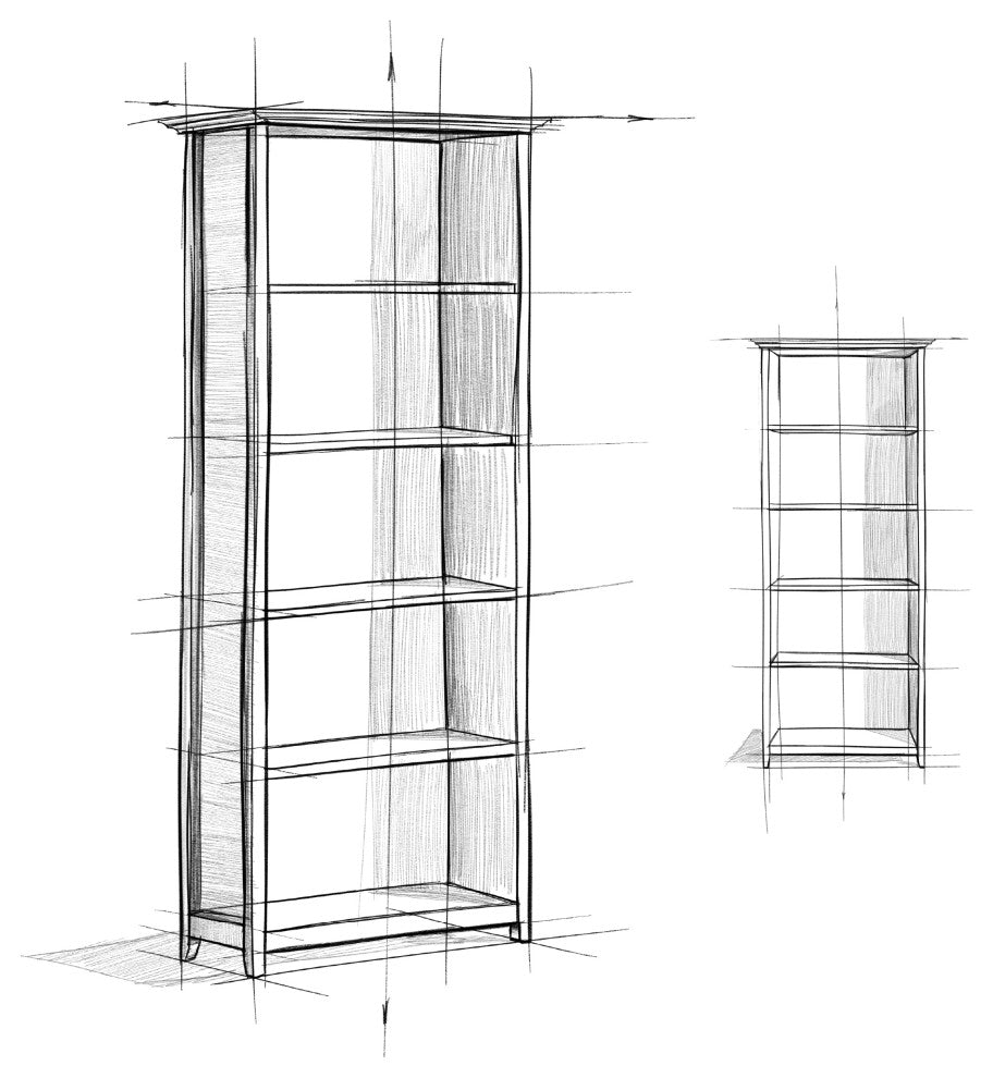 Amherst SOLID WOOD 5 Shelf Bookcase, Hickory Brown