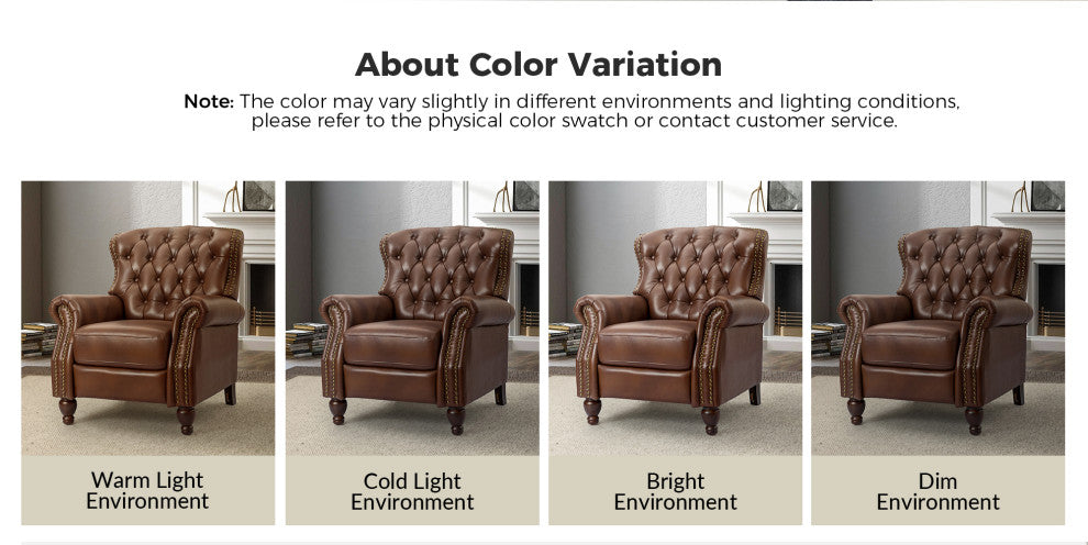 Genuine Leather Recliner, Set of 2, Burgundy