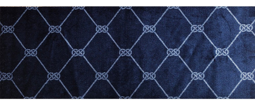 2' x 6' Navy Nautical Knots Washable Runner Rug