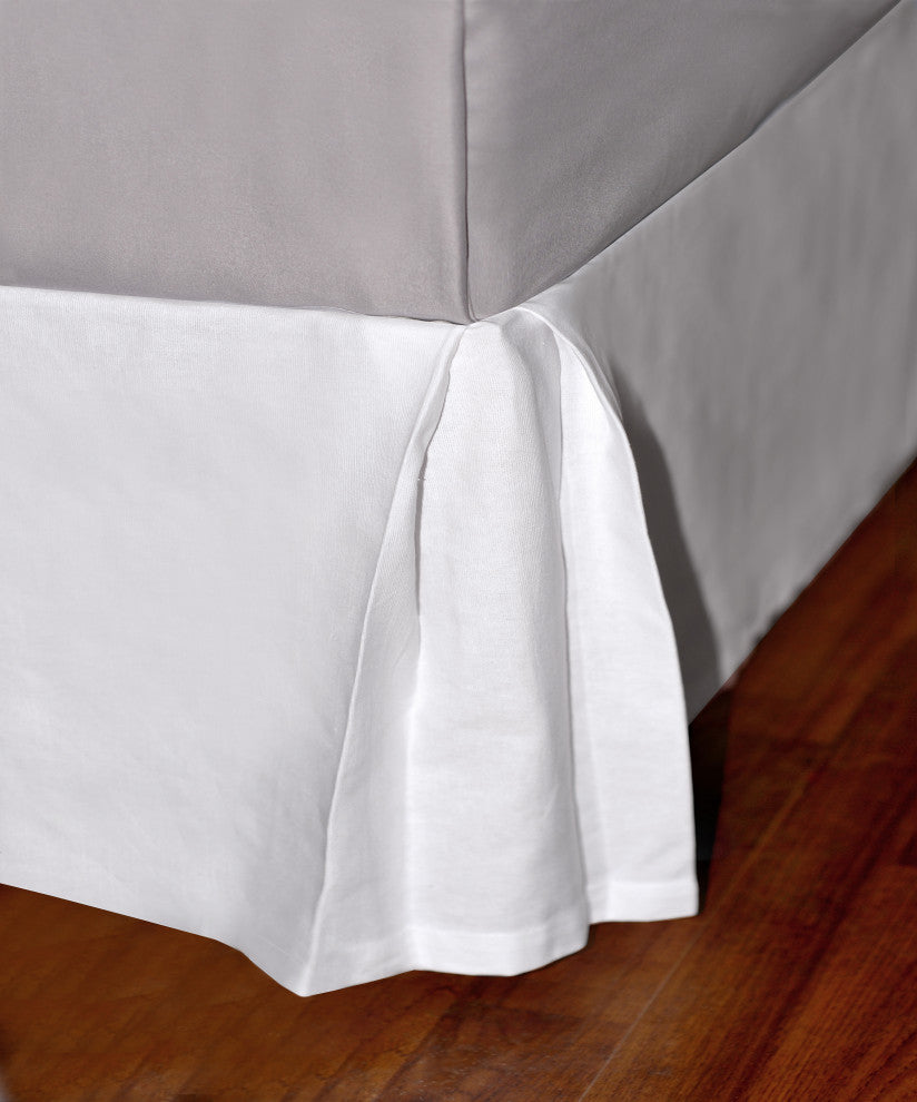 Serenta Solid White Cotton Canvas Drop Bed Skirt with Quadruple Pleats, White, Twin
