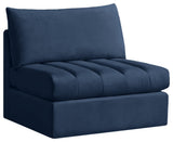 Jacob Velvet Upholstered Modular Armless Chair, Navy