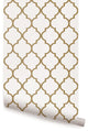 Moroccan Peel and Stick Vinyl Wallpaper, Gold, 24" X 60"