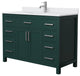 48"SGL Bathroom Vanity Green, White Cult. Marble Countertop, Sink, Nickel Trim