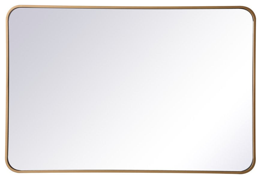Ellis Soft Corner Metal Rectangular Mirror, Brass, 27"x40"