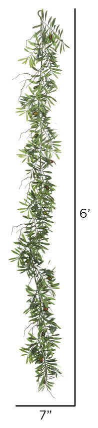 6' Green Olive Hill Garland