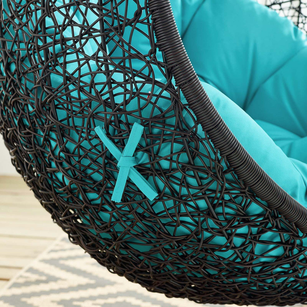 Swing Lounge Chair, Black Blue, Modern, Outdoor Patio Balcony Cafe Bistro Garden