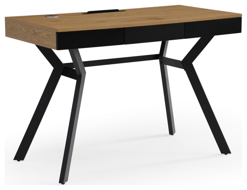 Loft Lyfe Magdalene Desk, 3 Storage Drawers, Natural/Black