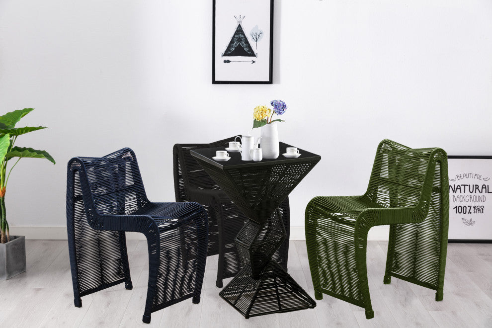 24" Lorenzo Rope Counter Stool, Set of 2, Black