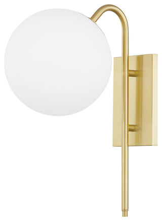 Ingrid 1-Light Wall Sconce, Aged Brass Finish, Opal Glass