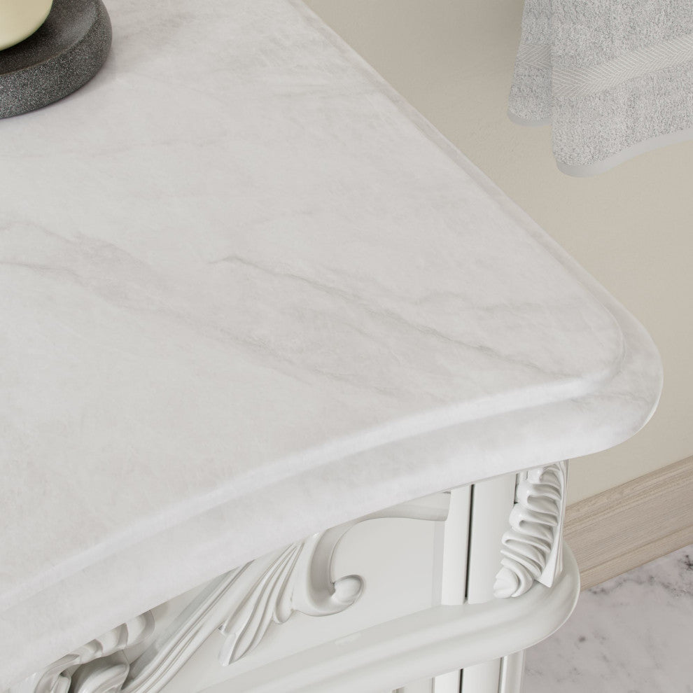 Antique White Traditional Style Single Sink Beckham Bathroom Vanity, White, 42", Single Sink, Freestanding