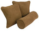 Double-Corded Solid Microsuede Throw Pillows, Set of 3, Saddle Brown