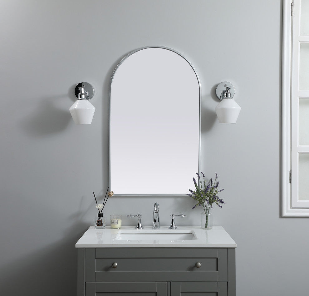 Metal Frame Arch Mirror 22X36 Inch, Silver
