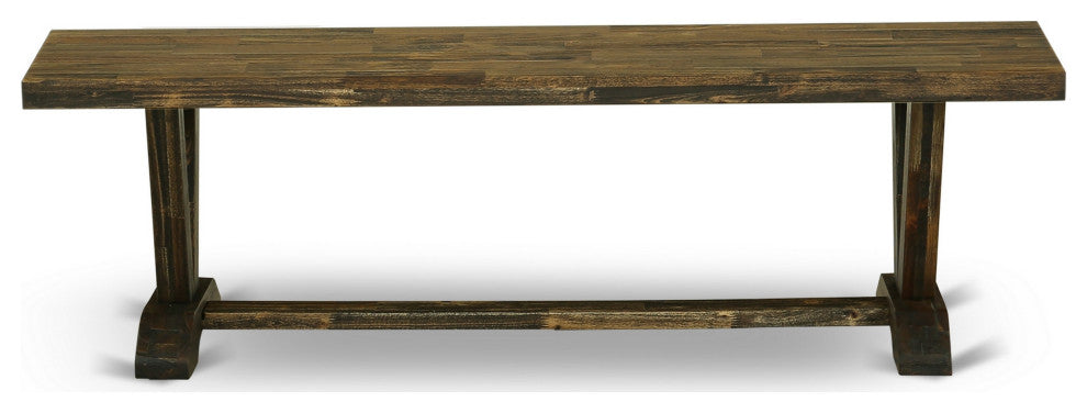 V-Style 15X60 In Dining Bench, Distressed Jacobean 418 Leg, Top Finish