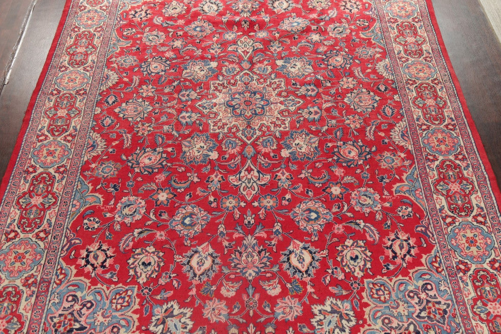 Consigned, Vintage Handmade Oriental Traditional Persian Area Rug, Red, 10x15