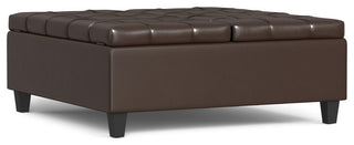 Harrison Large Square Coffee Table Storage Ottoman, Chocolate Brown